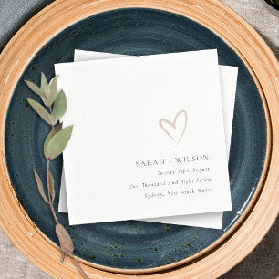 Elegant Minimal Simple Blush Pink Heart Wedding Napkins