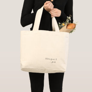 Elegant Minimalist Script Name personalized Large Tote Bag