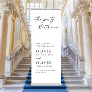 Elegant Minimalist Simple Classy Wedding Welcome Retractable Banner