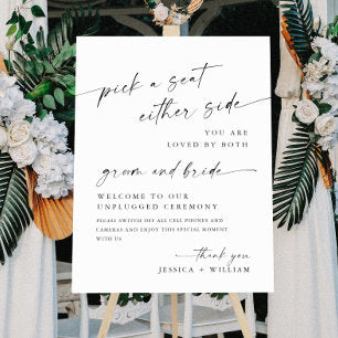 Elegant Minimalist Unplugged Wedding Ceremony Foam Board