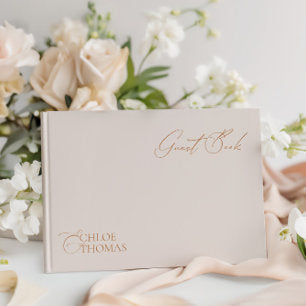 Elegant Minimlaist Pearl Color Wedding Guest Book