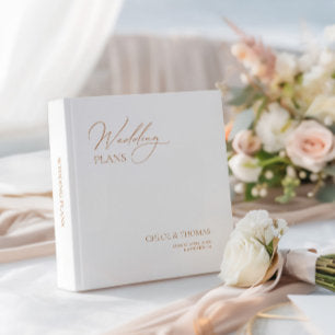 Elegant Minimlaist Wedding Plans Planner 3 Ring Binder