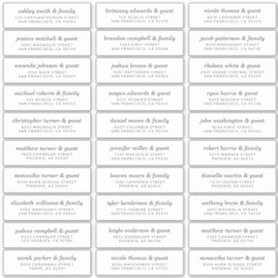 Elegant Modern Chic Wedding Guest Names Address Sticker