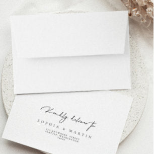 Elegant Modern Simple Return Address Wedding RSVP Envelope