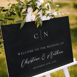 Elegant Monogram Wedding Welcome Sign