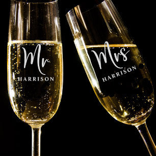 Elegant Mr Mrs Wedding Champagne Flute