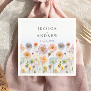 Elegant Pastel Pink Bohemian Wildflower Wedding Napkins