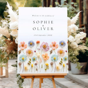 Elegant Pastel Pink Boho Floral WELCOME Wedding Foam Board