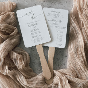 Elegant Sage Green We Do Wedding Program Hand Fan