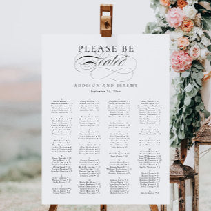 Elegant Script Alphabetical Wedding Seating Chart Foam Board