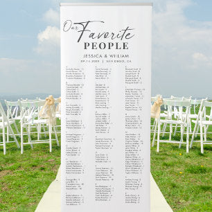 Elegant Script Alphabetical Wedding Seating Chart Retractable Banner
