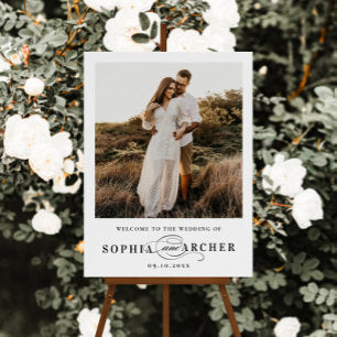 Elegant Script Black and White Wedding Welcome Foam Board