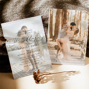 Elegant Script Modern Photo Wedding Invitation