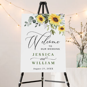 Elegant Sunflowers Eucalyptus Floral WEDDING Foam Board