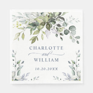 Elegant Watercolor Eucalyptus Wedding Paper Napkins