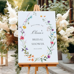 Elegant Watercolor Floral WELCOME Bridal Shower Foam Board