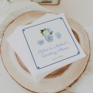 Elegant Watercolor Ginger Jar Wedding Shower Party Napkins