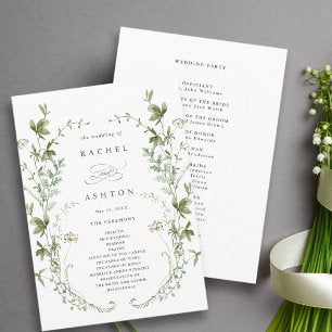 Elegant Watercolor Wildflower Wedding Ceremony Program