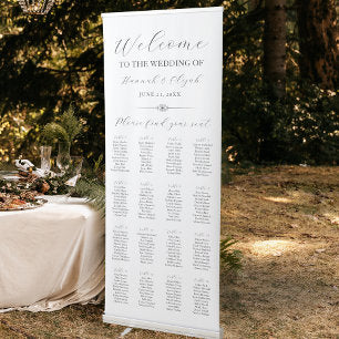 Elegant Welcome Wedding 16 Table Seating Chart Retractable Banner