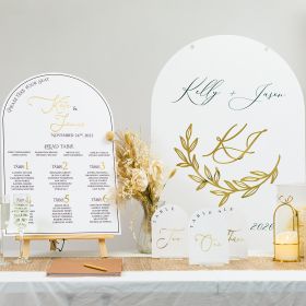 Formal Acrylic Wedding Sign Package - Black acrylic welcome signs & seating chart CSP026