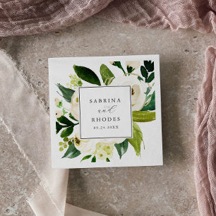 Elegant White Floral Wedding Napkins