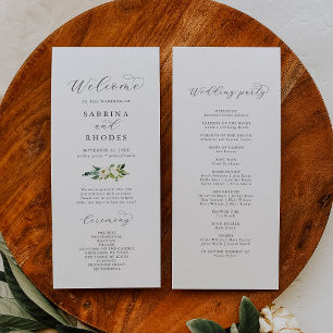 Elegant White Floral Wedding Program