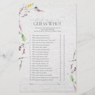 Elegant Wildflower Botanical Bridal Shower Game