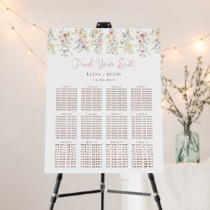 Elegant Wildflower Fairytale Wedding Seating Chart Foam Board
