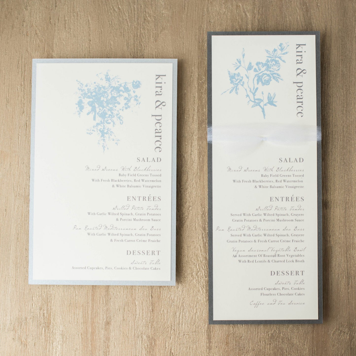 Elegant Blue Flat Menu Cards