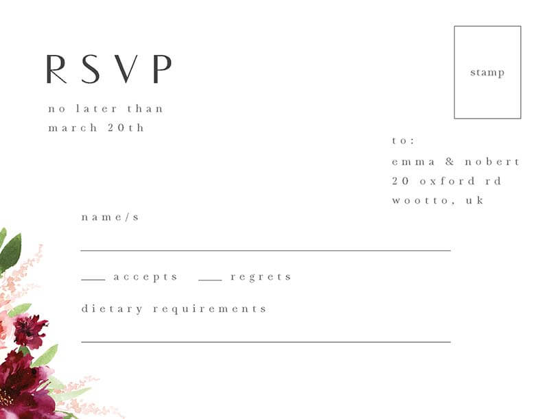 Elegant Flowers RSVP Cards by Joy