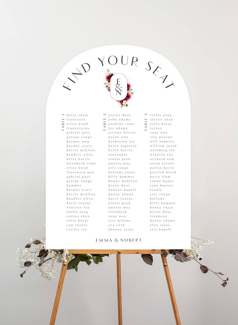 Elegant Flowers Seating Chart by Joy