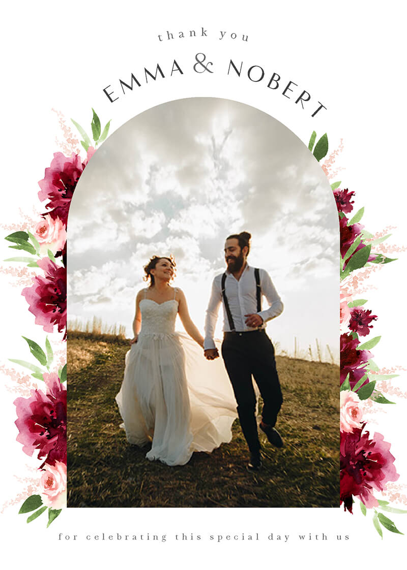 Elegant Flowers Thank You Card by Joy