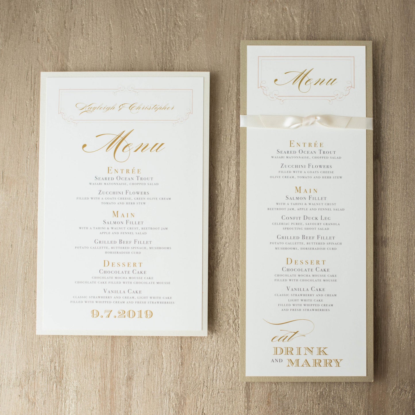 Elegant Ivory Flat Menu Cards