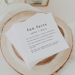 EMELIA Boho Minimalist Unique Fun Fact Wedding Napkins
