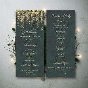 Enchanted Forest Gold Vine Elegant Wedding Program