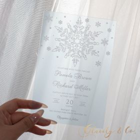Enchanting Blue Snowflake Acrylic Wedding Invitation CAX178