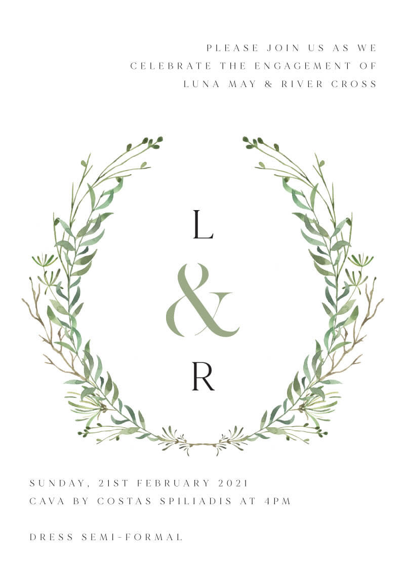 Natural Greenery Engagement Invitations by Joy