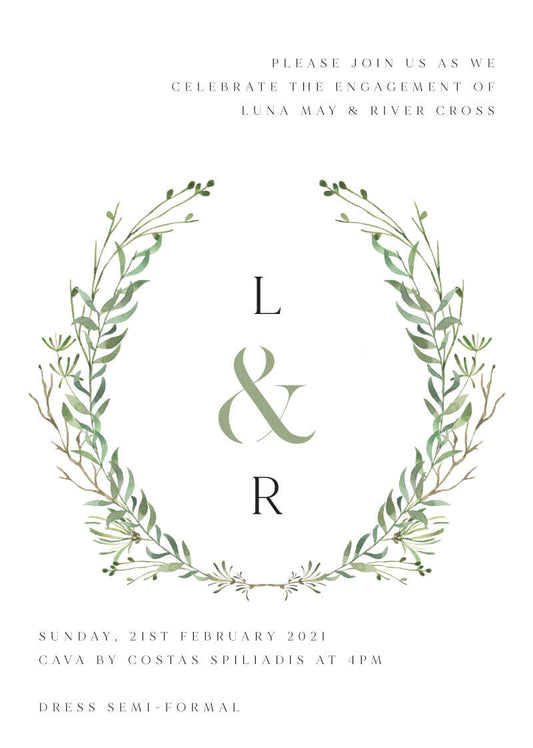 Natural Greenery Engagement Invitations by Joy