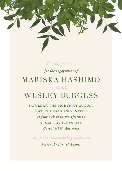 Mod Botanical Engagement Invitations by Kaydi B.