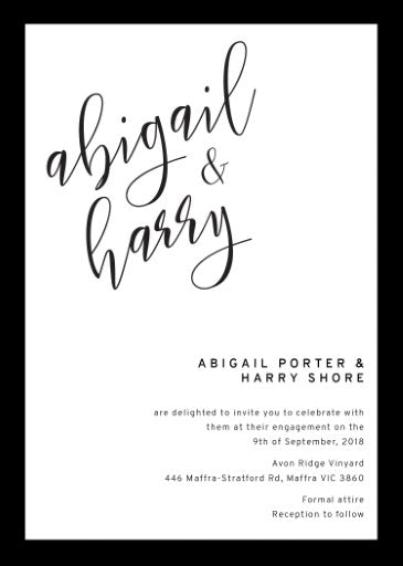 Sleek Border Engagement Invitations by Nicole C.
