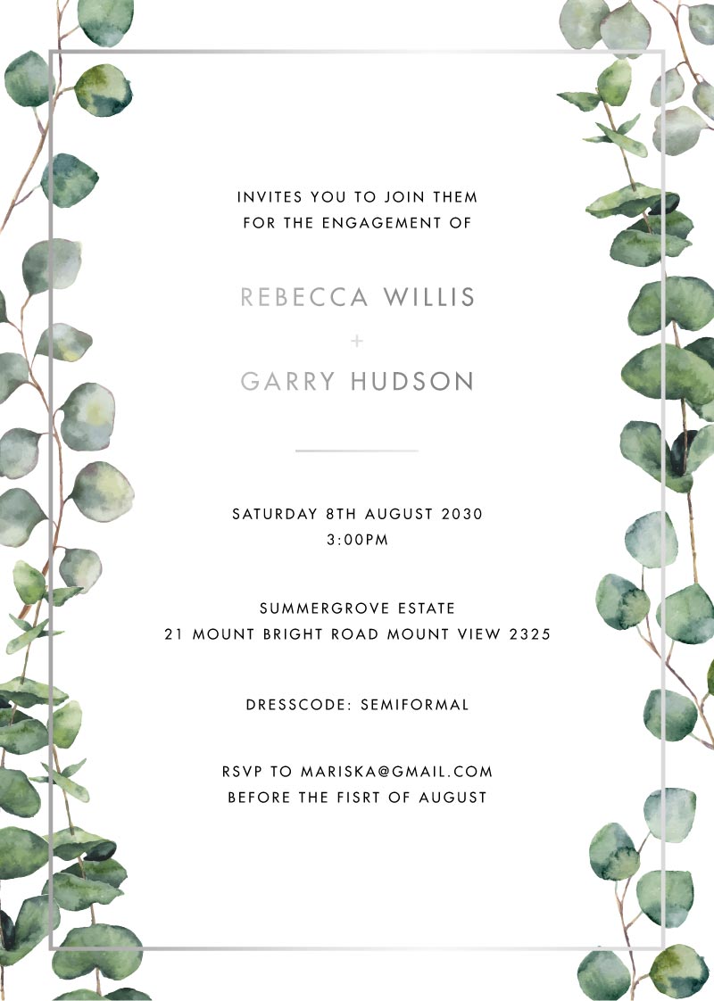 Eucalyptus Estate Engagement Invitations by Phabo R.