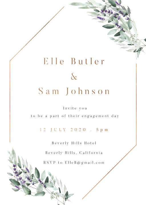 Lavender Leaves Engagement Invitations by Joy