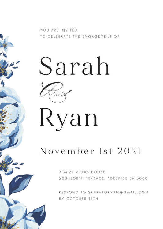 Blue Acrylic Floral Engagement Invitations by Joy