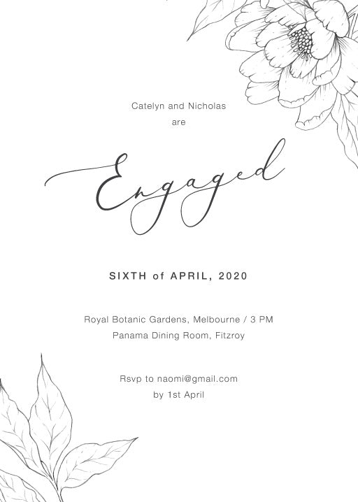 Graphite Blooms Engagement Invitations by Nicole C.