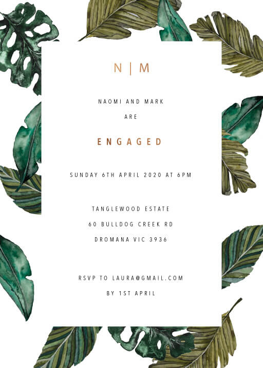 Moody Tropics Engagement Invitations by Jesse I.