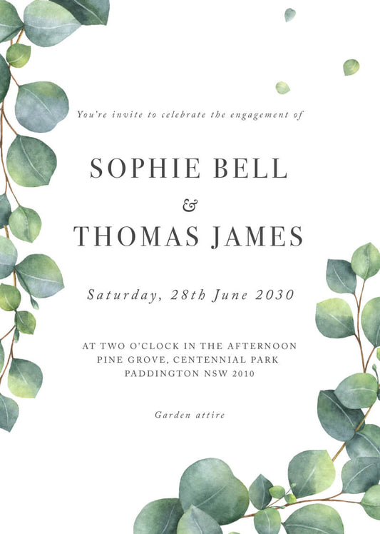 Eucalyptus Engagement Invitations by Jamie L.