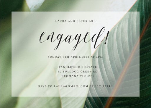 Tropical Leaves Engagement Invitations by Inggrid H.