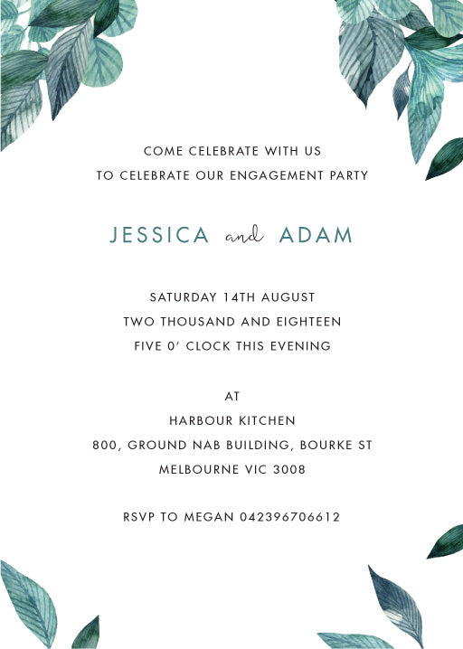 Stylistically Green Engagement Invitations by Meha G.