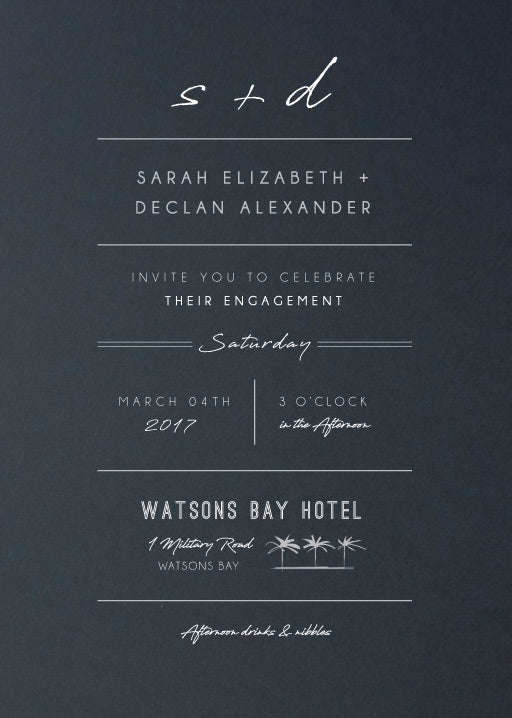 Watsons Bay Hotel Engagement Invitations by Watsons B.