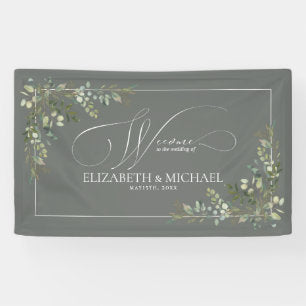 Eucalyptus Botanical Sage Green Wedding Banner
